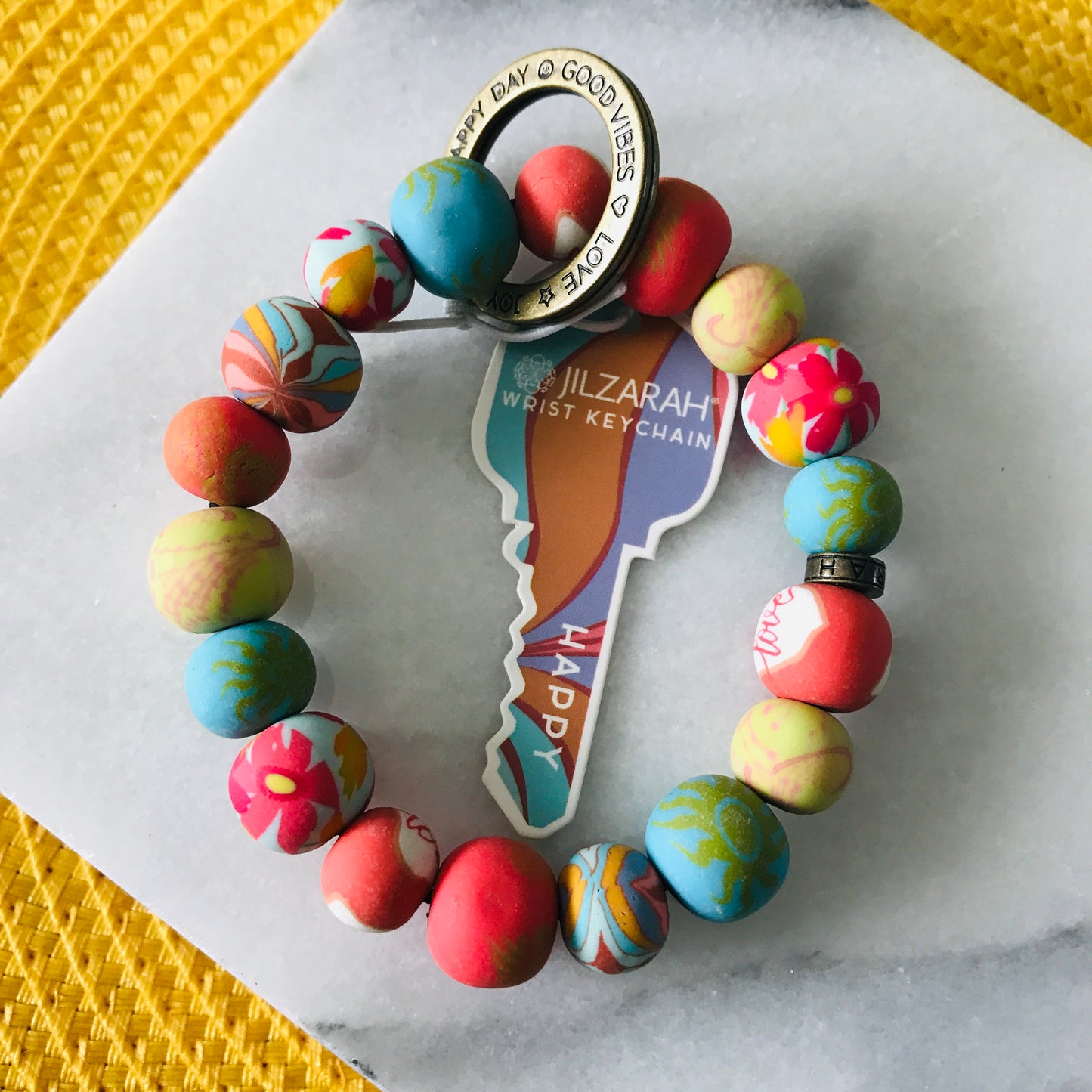 Happy Vibes Wrist Keychain (Happy)