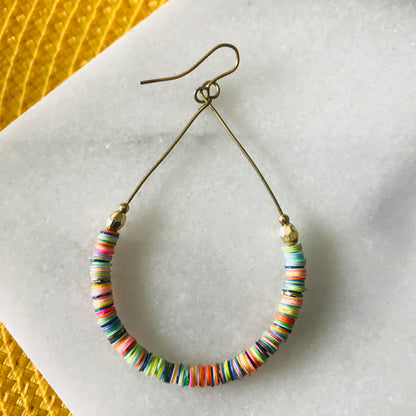 Boho Pastels Heishi Teardrop Earrings