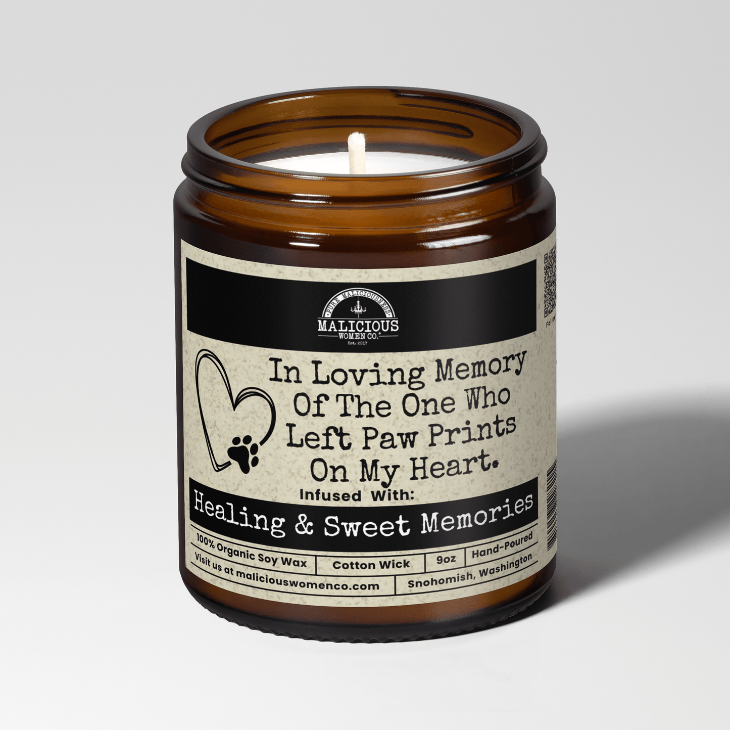 In Loving Memory Of The One Who Left Paw Prints On My Heart 9oz Family Candle Malicious Women Co