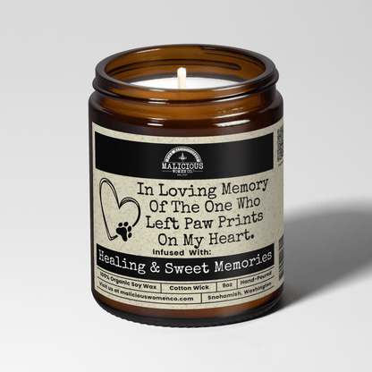 In Loving Memory Of The One Who Left Paw Prints On My Heart 9oz Family Candle Malicious Women Co