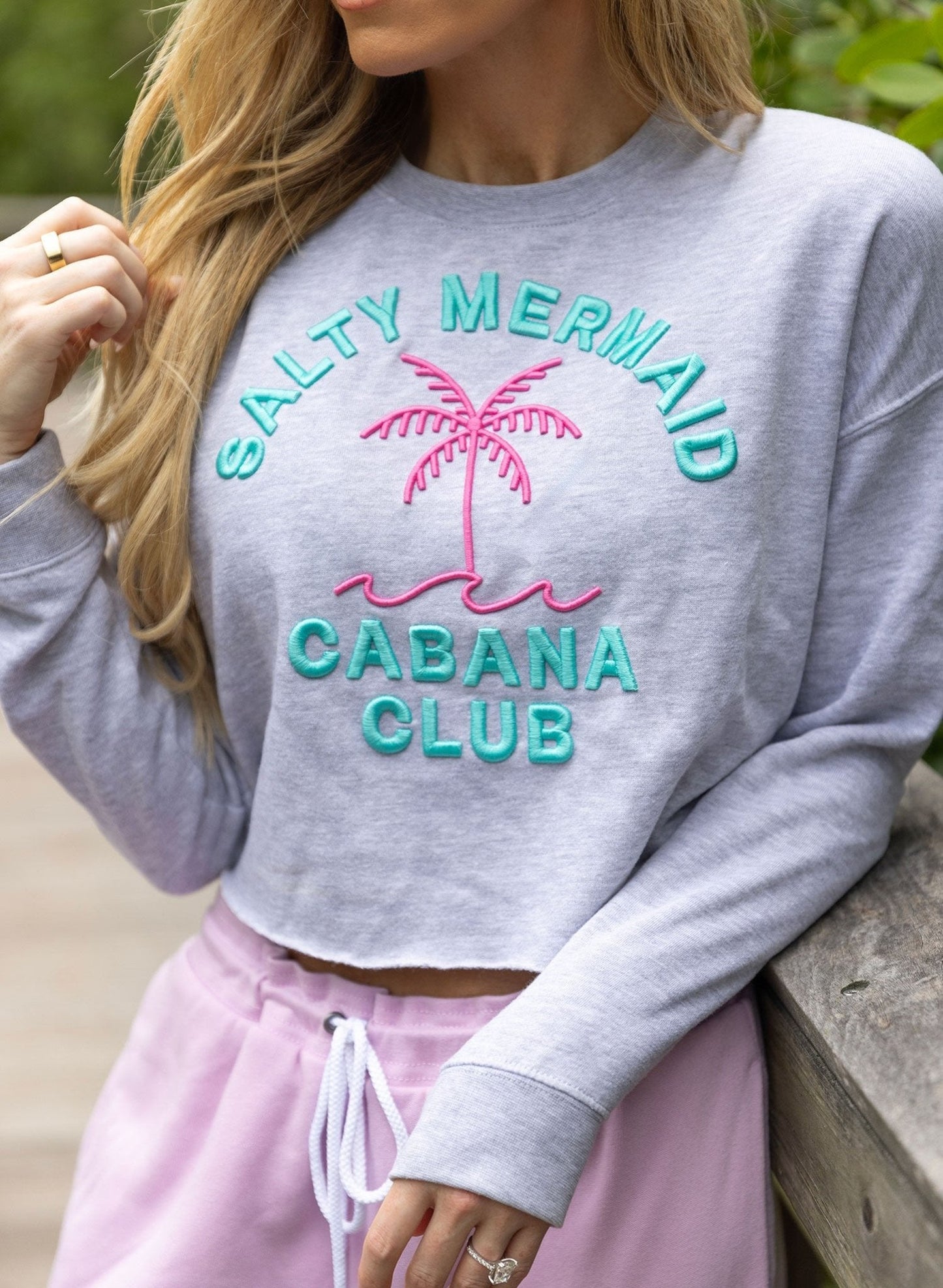 "Cabana Club" Cropped Crewneck Sweatshirt
