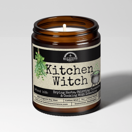 Kitchen Witch | Scent: Tomato & Basil | 9oz Witch Candle | Malicious Women Co