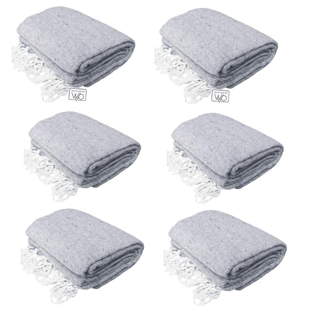 Solid Grey Mexican Blanket | BULK SAVINGS