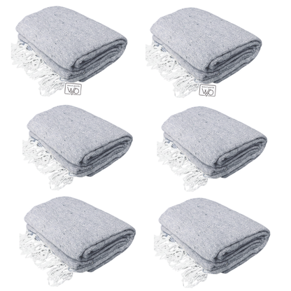Solid Grey Mexican Blanket | BULK SAVINGS