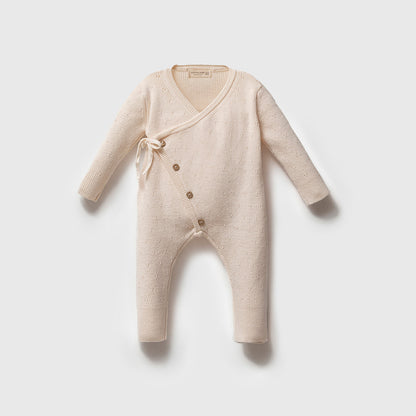 Knit Breathable Organic Kimono-Cream