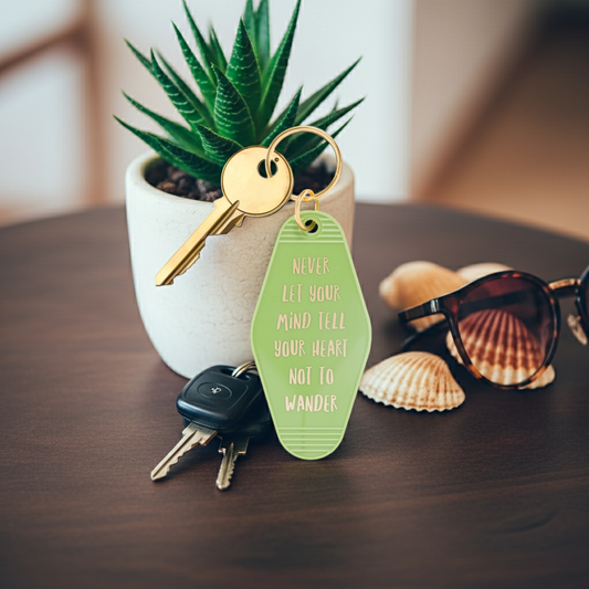 "Never Let Your Mind" Retro Motel Keychain