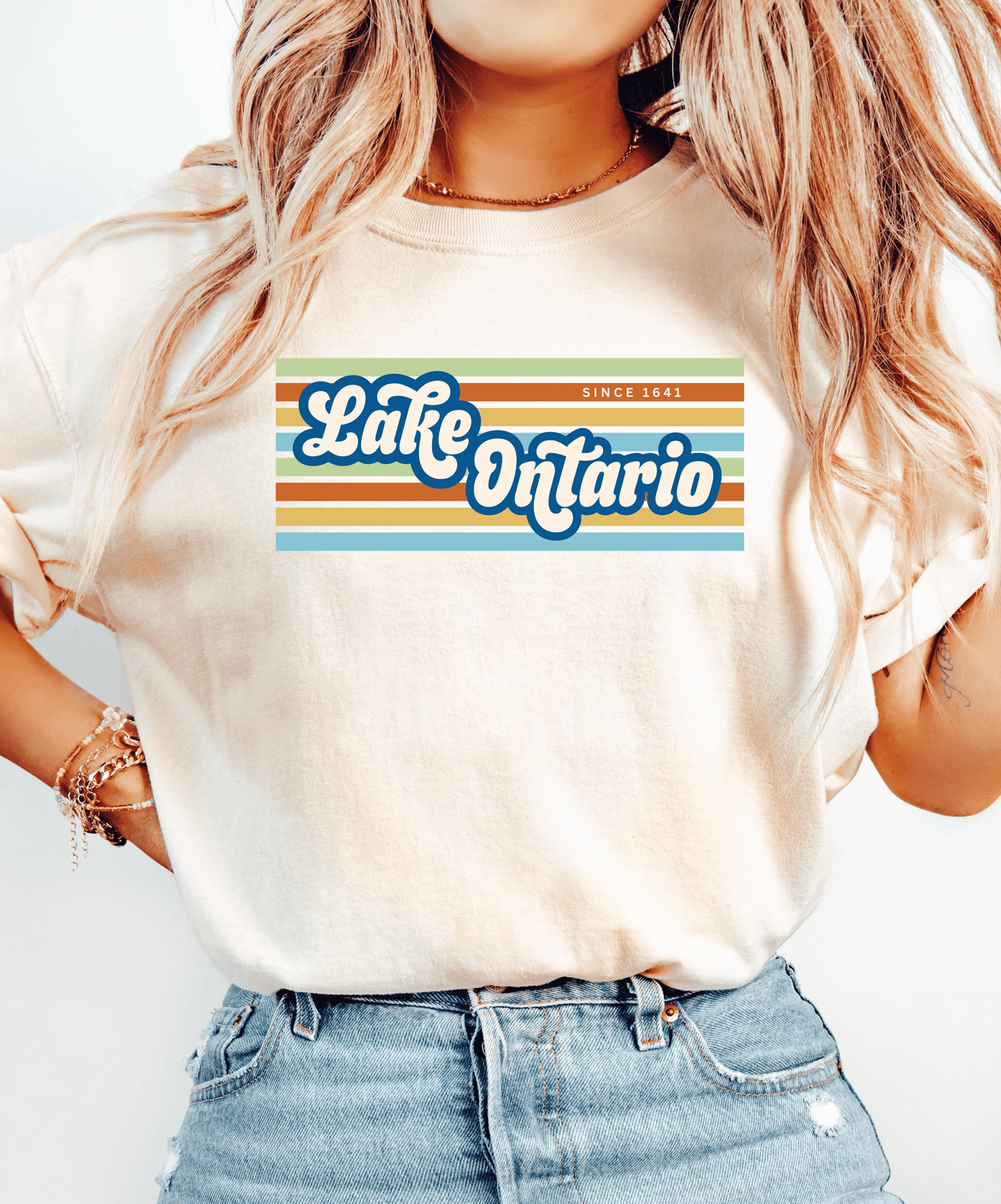 Lake Ontario Since 1641 Retro Striped T-Shirt