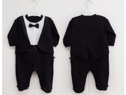 Little Gentleman Tuxedo Baby Romper