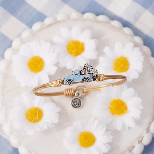 Vintage Truck with Daisies Bangle Bracelet