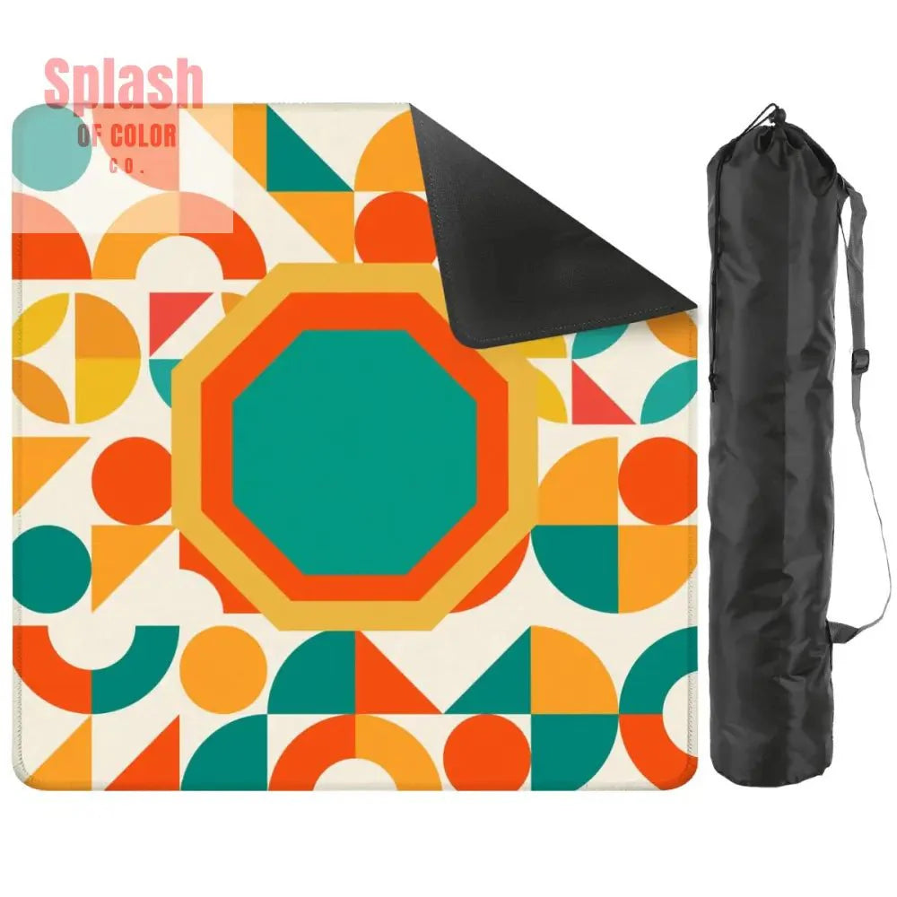 Mahjong Mat Geometric Color Splash Mahjong Mat – Teal, Yellow & Orange