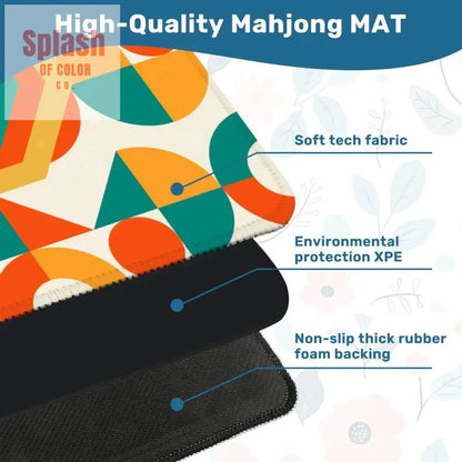 Mahjong Mat Geometric Color Splash Mahjong Mat – Teal, Yellow & Orange