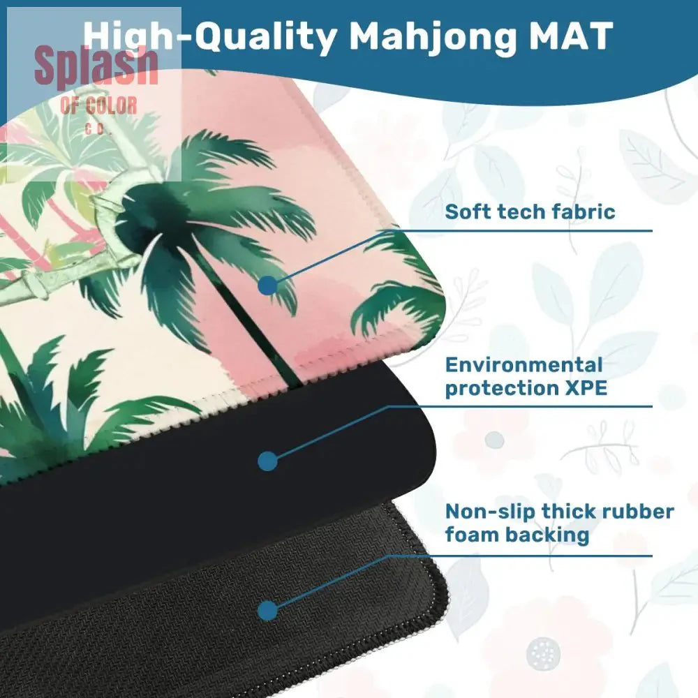 Mahjong Mat Palm Beach Watercolor Pastel Preppy Style Palm Tree Mahjong Mat