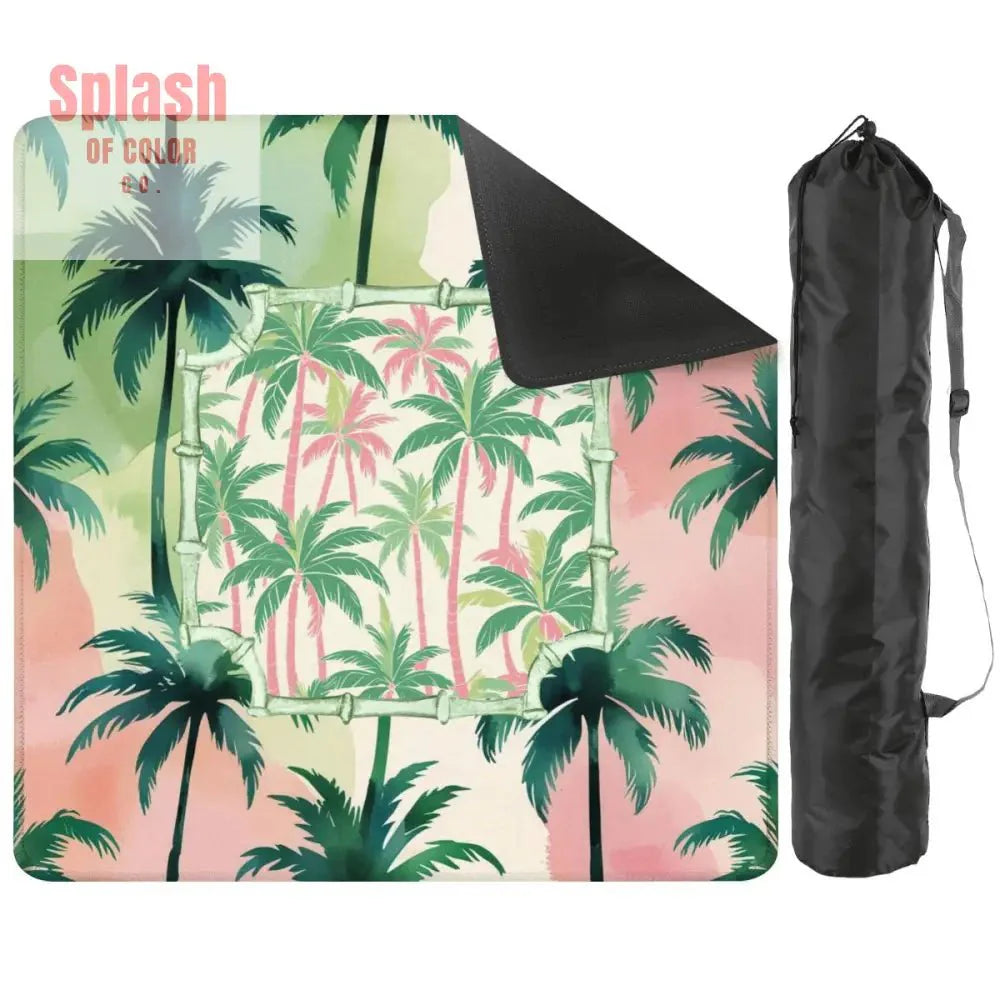Mahjong Mat Palm Beach Watercolor Pastel Preppy Style Palm Tree Mahjong Mat