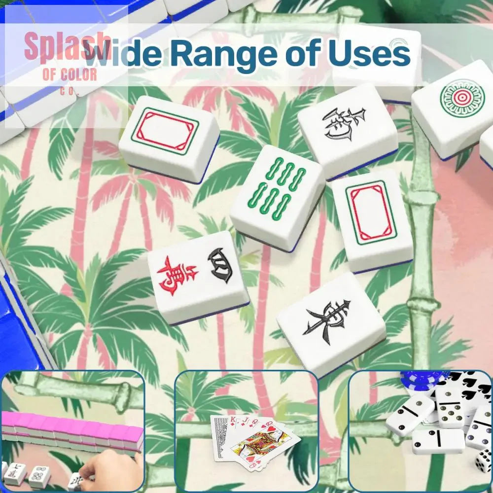 Mahjong Mat Palm Beach Watercolor Pastel Preppy Style Palm Tree Mahjong Mat