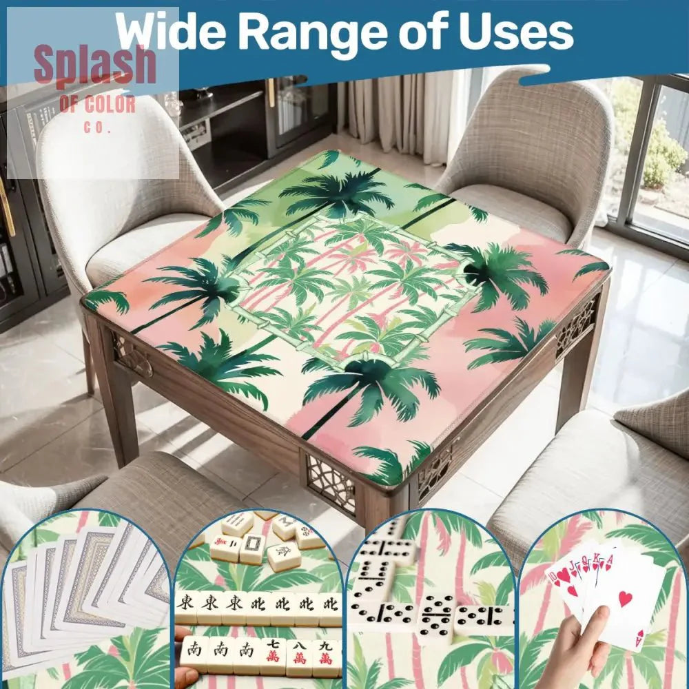 Mahjong Mat Palm Beach Watercolor Pastel Preppy Style Palm Tree Mahjong Mat