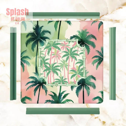 Mahjong Mat Palm Beach Watercolor Pastel Preppy Style Palm Tree Mahjong Mat