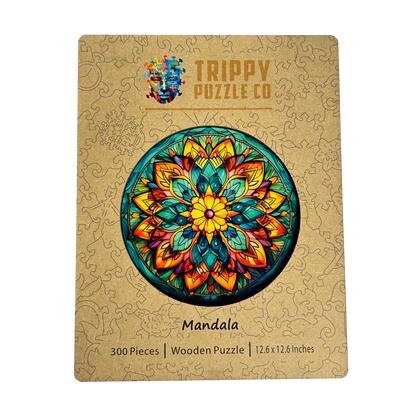 Mandala Shaped 300 Piece Wooden Jigsaw Puzzle | Trippy Puzzle Co