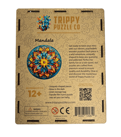Mandala Shaped 300 Piece Wooden Jigsaw Puzzle | Trippy Puzzle Co