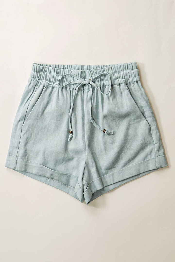 Linen Waistband Shorts with String Tie