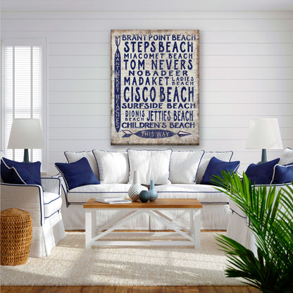 Vintage Nantucket Beaches Sign | Cisco Steps Madaket Surfside Beaches