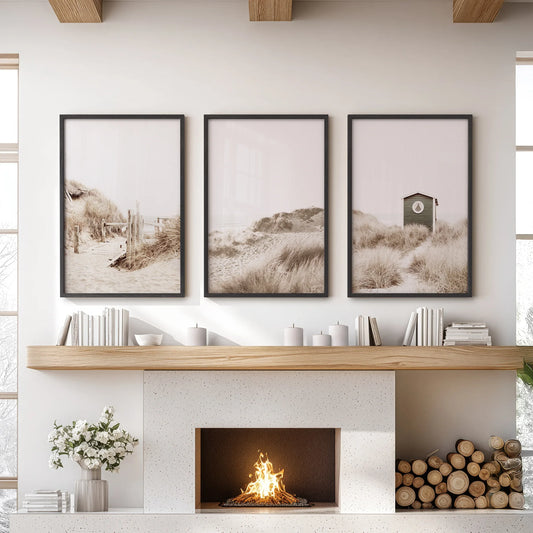 Minimalist Coastal Gallery Wall. Beige Beach Decor Set