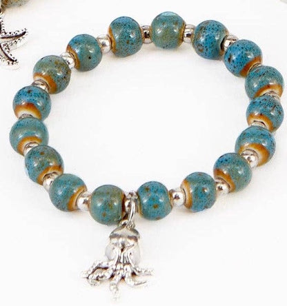 Coastal Clay Bead Charm Bracelet