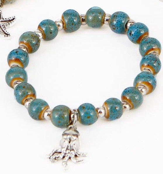 Coastal Clay Bead Charm Bracelet