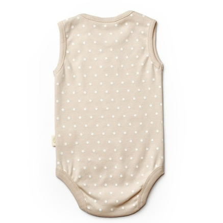 Brown Sleveless Polka Dot Organic