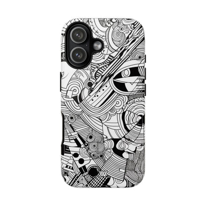 B&W ABSTRACT DOODLE | Tough Phone Case