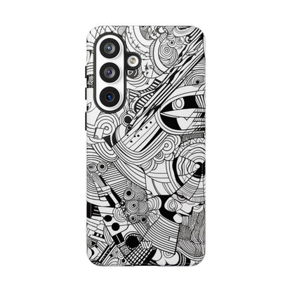 B&W ABSTRACT DOODLE | Tough Phone Case