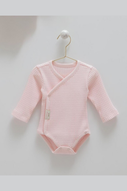 Pink Waffle Knit Wrap Bodysuit