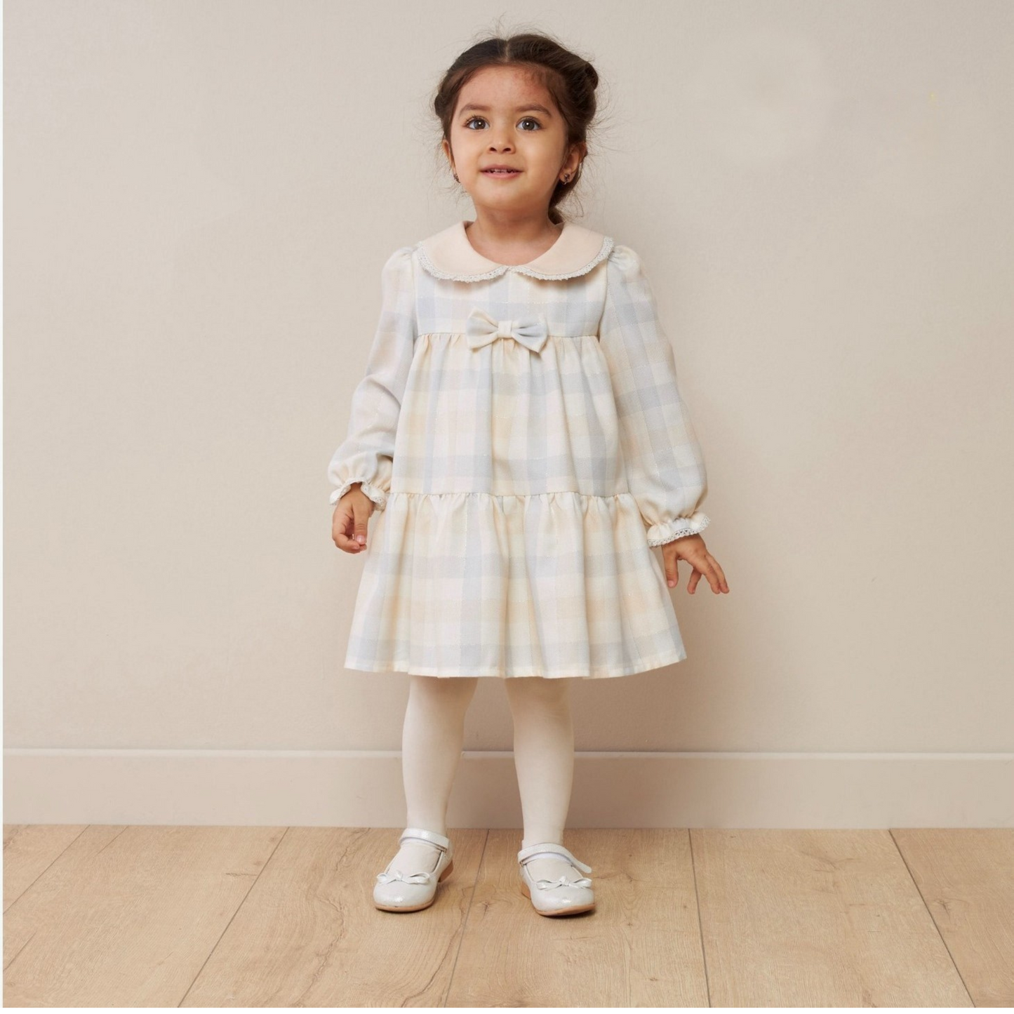 Powder Plaid Bow Dress