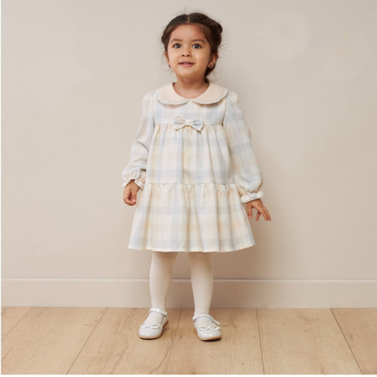 Powder Plaid Bow Dress