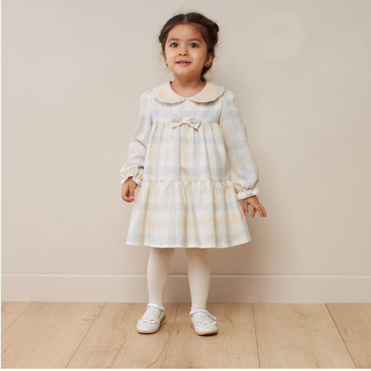 Powder Plaid Bow Dress