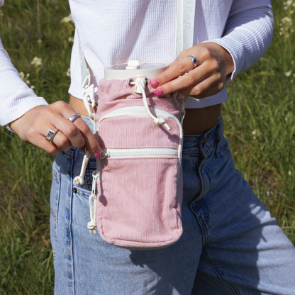 Rose Dust Corduroy - Water Bottle Sling Bag