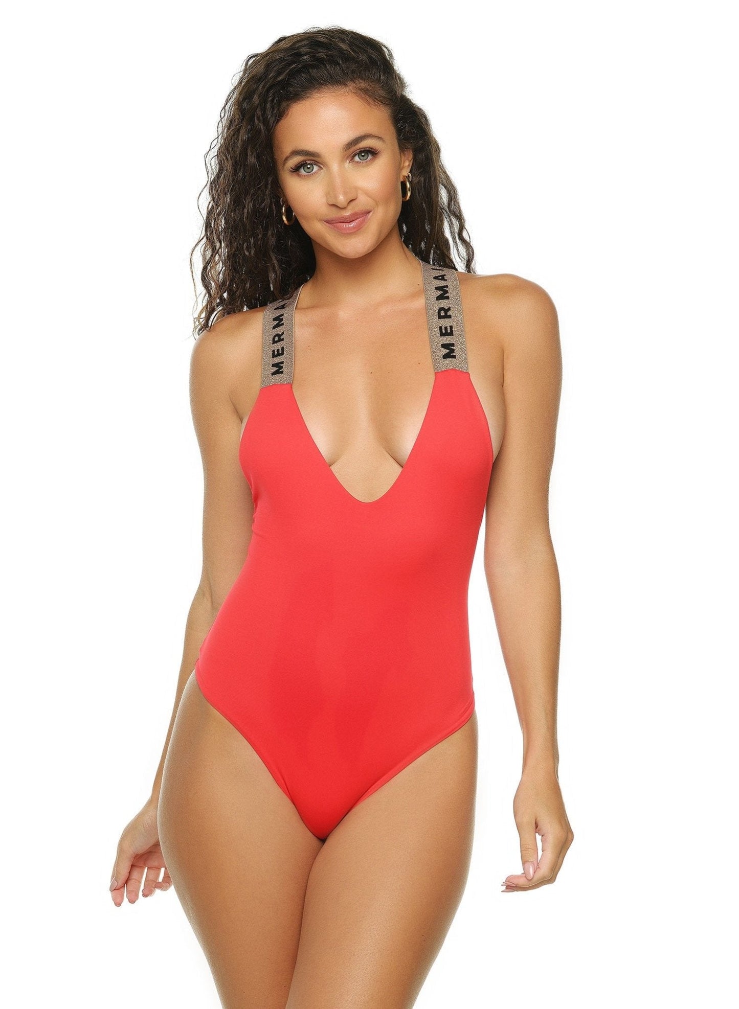 Banded One-Piece Swimsuit | Cherry Bomb / Rose Gold