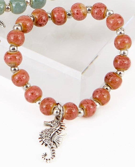 Coastal Clay Bead Charm Bracelet