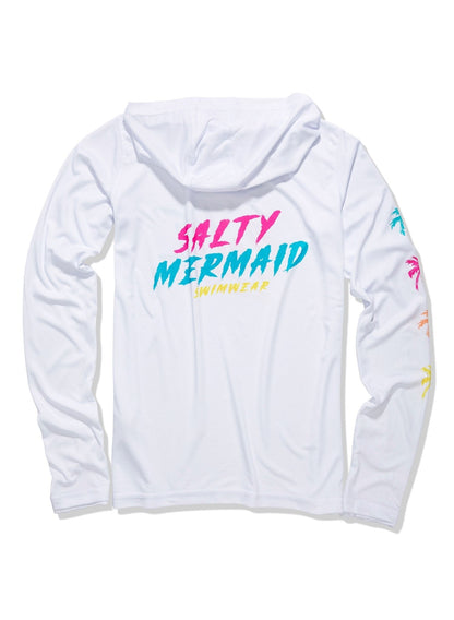 'Seas The Day' UPF 50+ Hooded Long Sleeve | White Solar