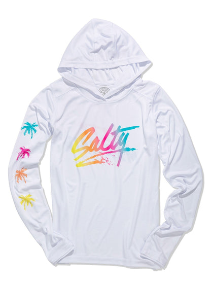 'Seas The Day' UPF 50+ Hooded Long Sleeve | White Solar