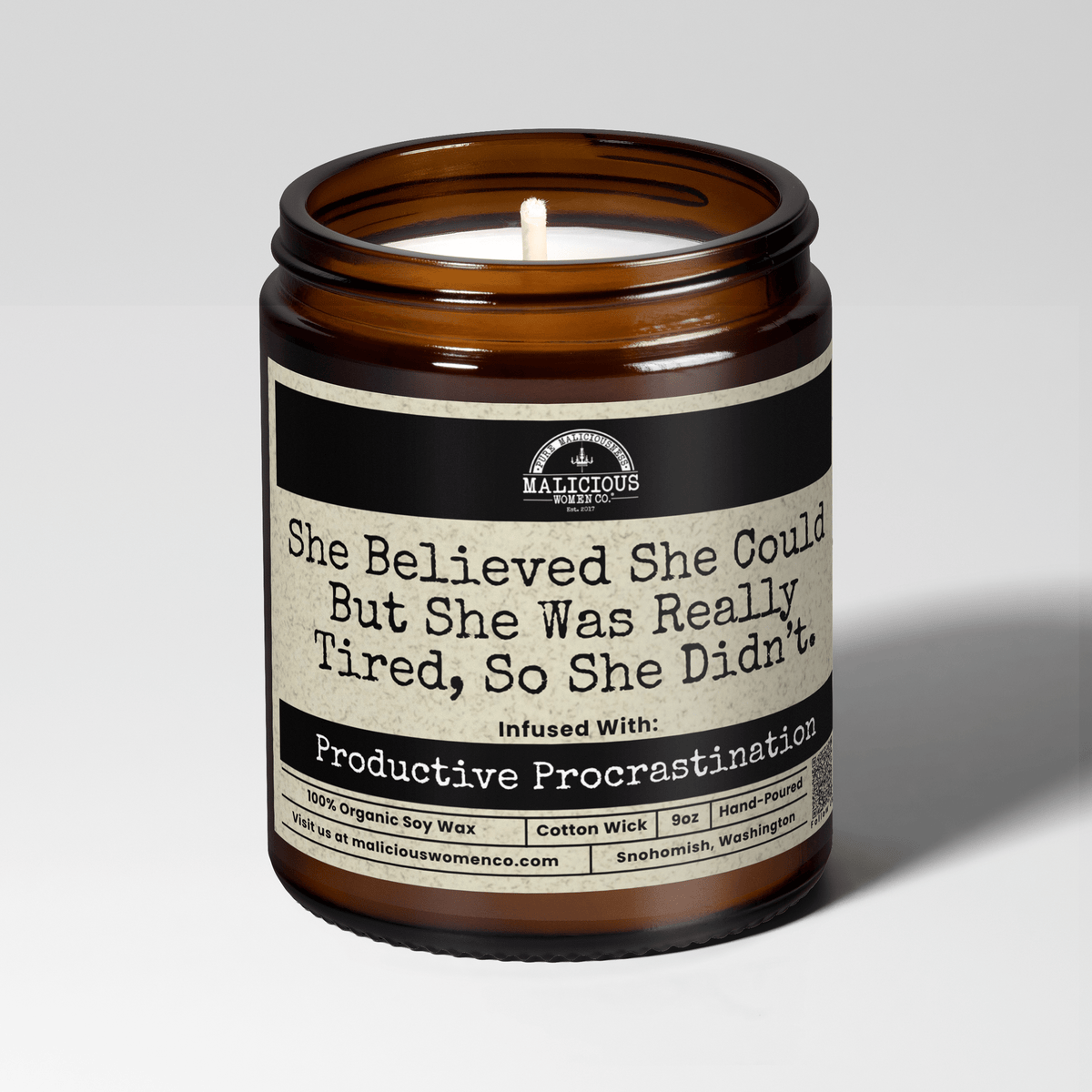 She Believed She Could But Was Really Tired | Scent: Grapefruit Negroni | 9oz Funny Candle | Malicious Women Co