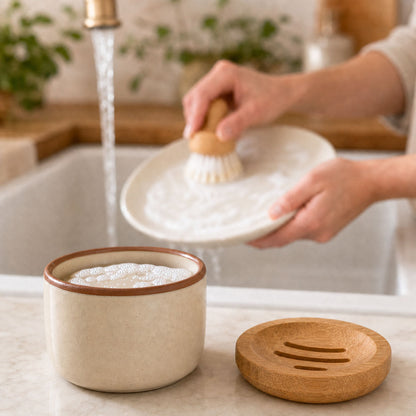 Solid Dish Soap Jar & Brush