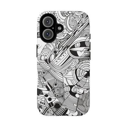 B&W ABSTRACT DOODLE | Tough Phone Case