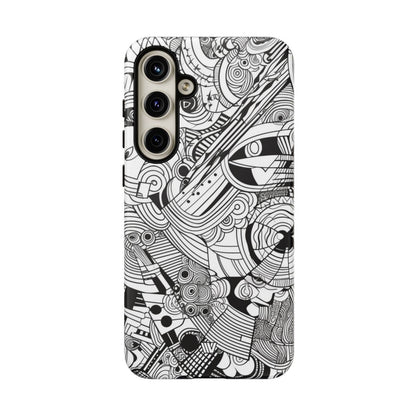 B&W ABSTRACT DOODLE | Tough Phone Case