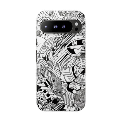 B&W ABSTRACT DOODLE | Tough Phone Case