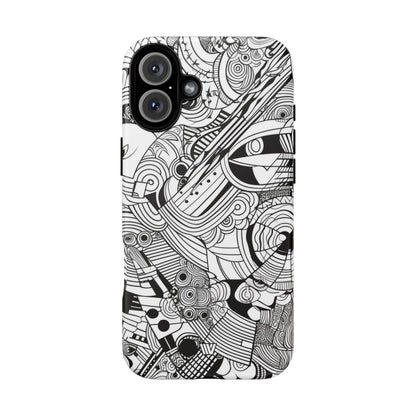 B&W ABSTRACT DOODLE | Tough Phone Case