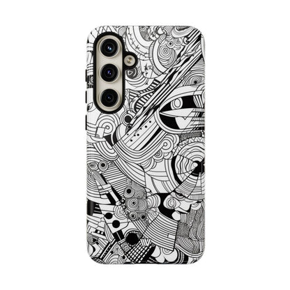 B&W ABSTRACT DOODLE | Tough Phone Case