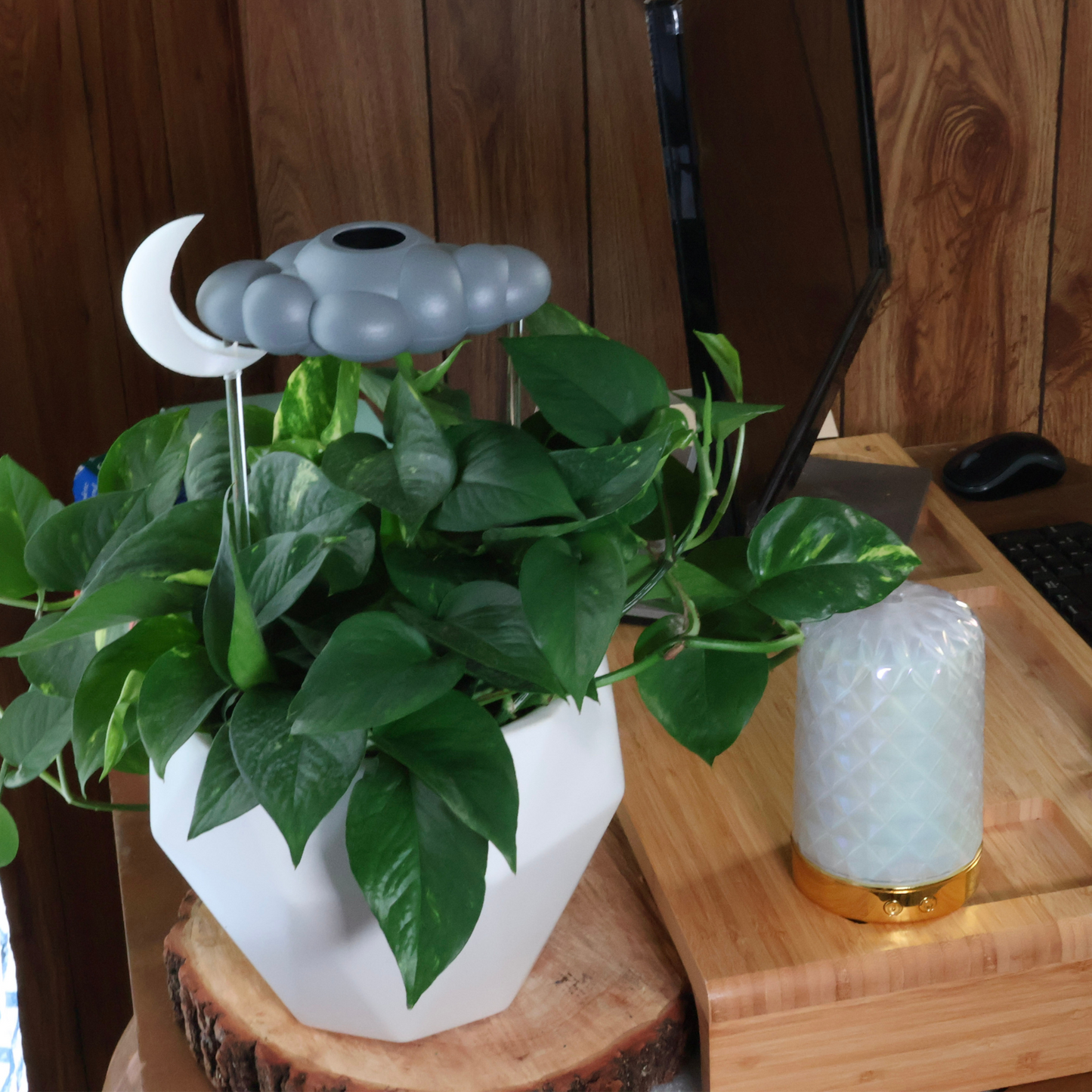 Stormy Dripping Rain Cloud with Glow in the Dark Moon Charm