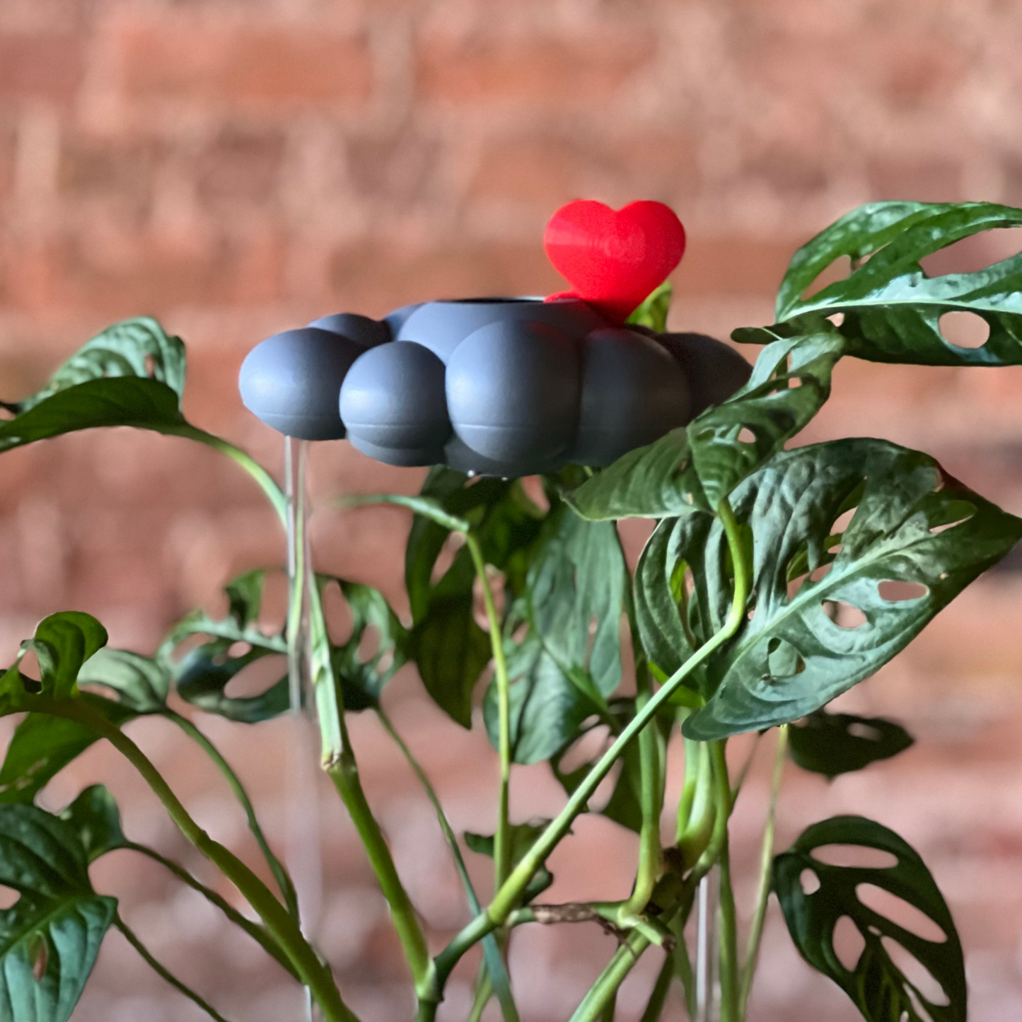 Stormy Dripping Rain Cloud with Red Heart Charm