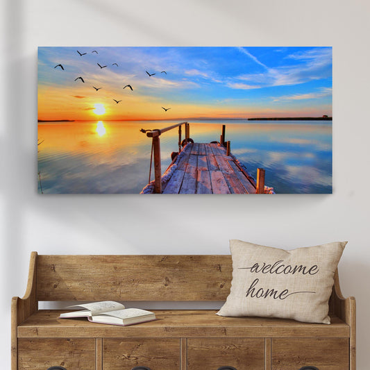 Dock Sunset View Canvas Wall Art