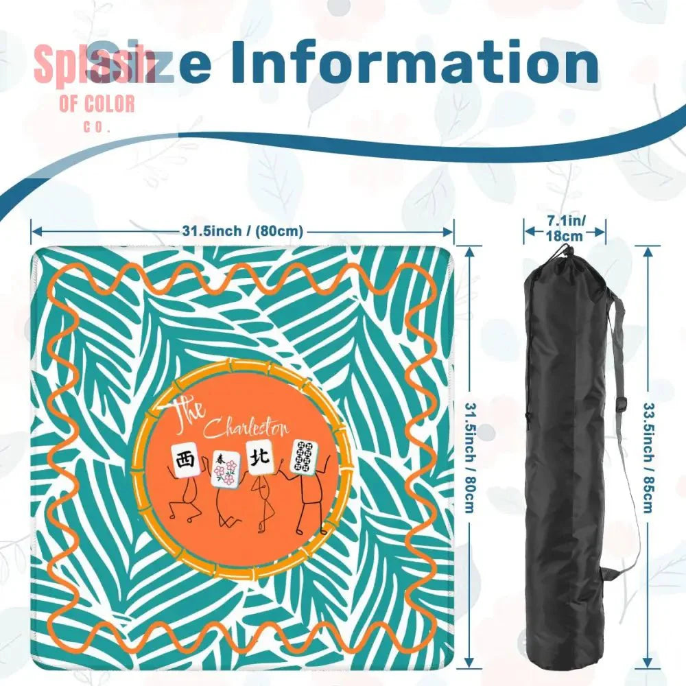 The Charleston Mahjong Mat, Tropical Teal Orange Preppy Fun Mahj Lover Mat